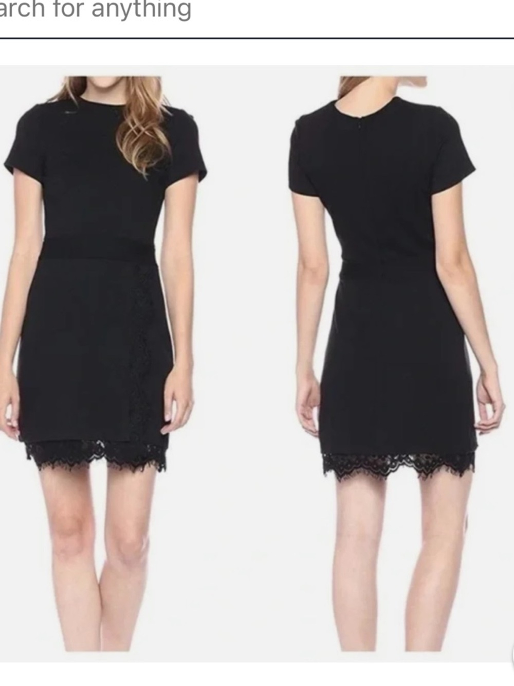 French Connection Lula Black Lace-Trim Short Sleeve Dress NWT Size Large/10